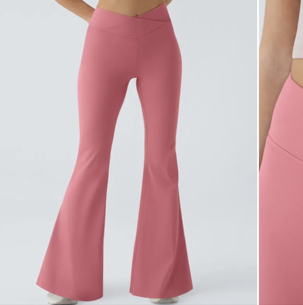 Halara Ruched Women's Pink Flare Pants Small
